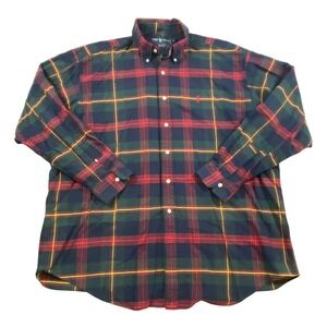 Ralph Lauren Big Shirt Mens L Plaid Button Down Long Sleeve 100% Cotton